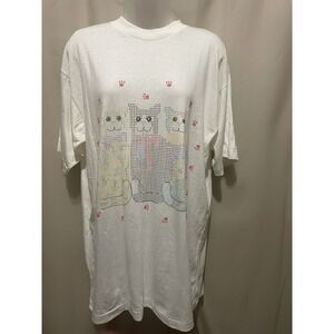 Vintage 90s Chintz Cats " Paintables" Tee Cat Shirt Size L Single Stitch